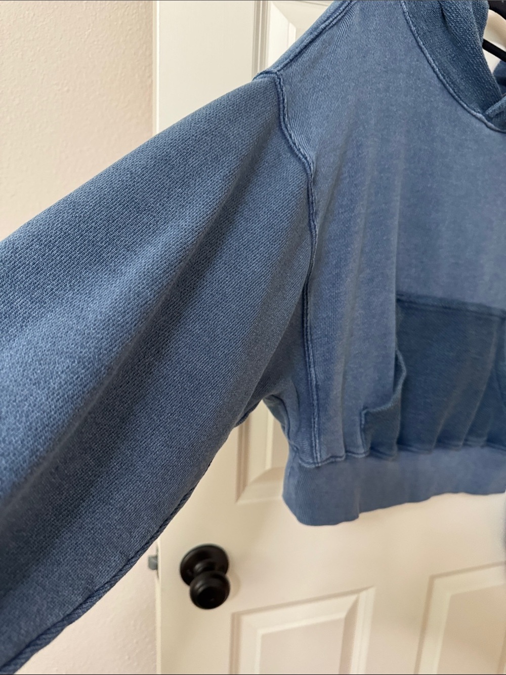 Free People Washed Indigo Cropped Hoodie - Picture 8 of 10